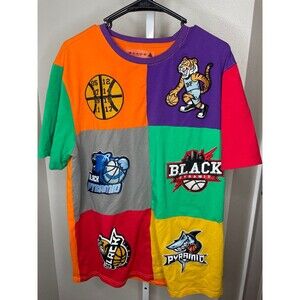 Black Pyramid XXL Patchwork Graphic Tee Multicolor Basketball Streetwear Shirt